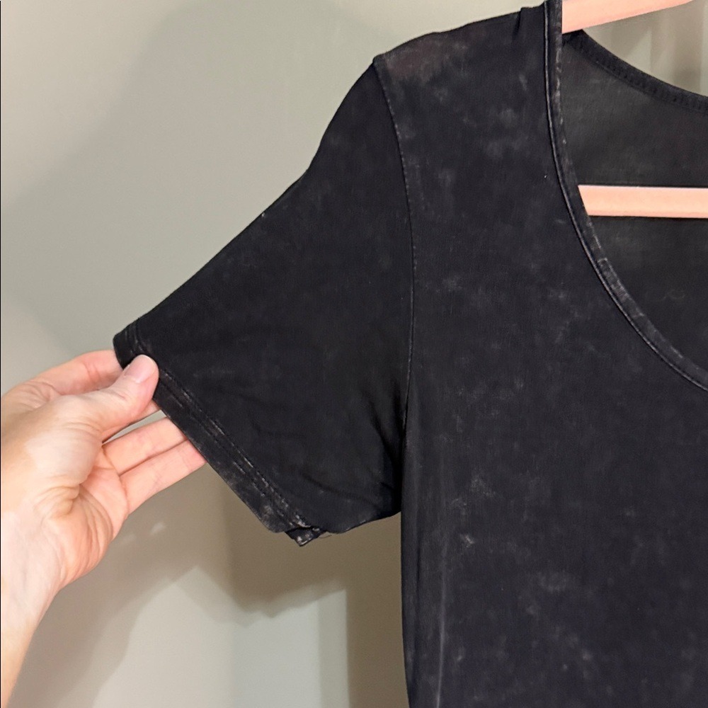 POL Black Acid Washed Short Sleeve Women's Dress Small Boho Coastal Casual - Picture 3 of 8